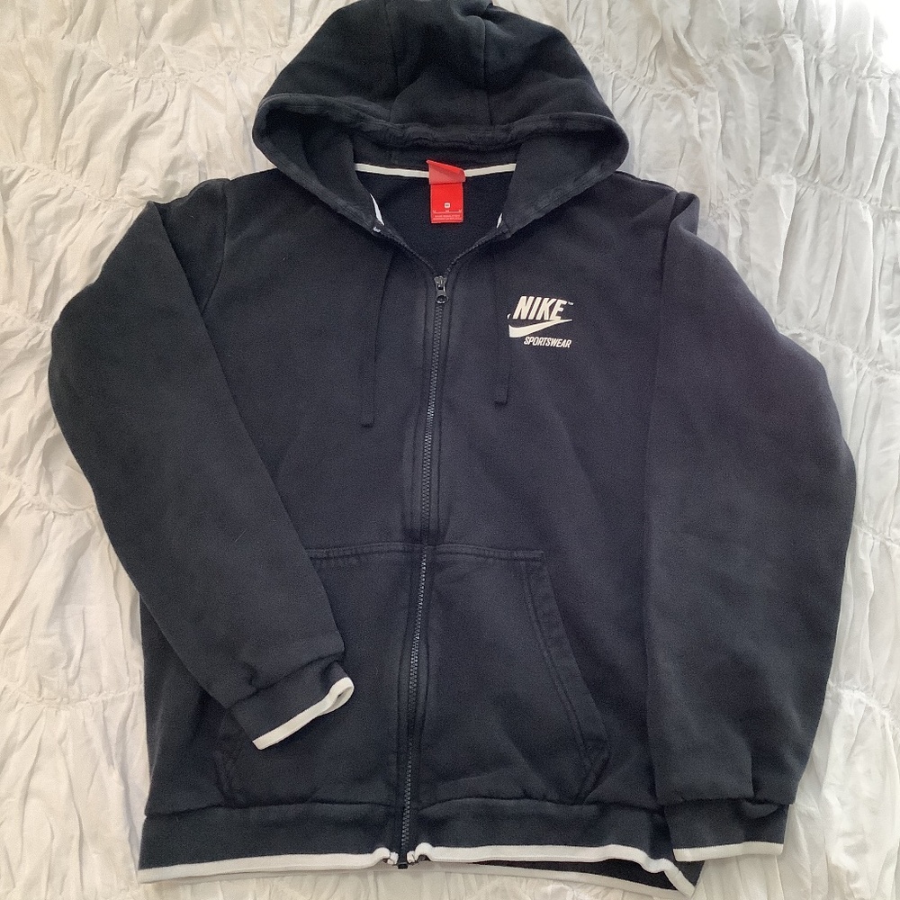 Black and White Nike Zip Up Hoodie